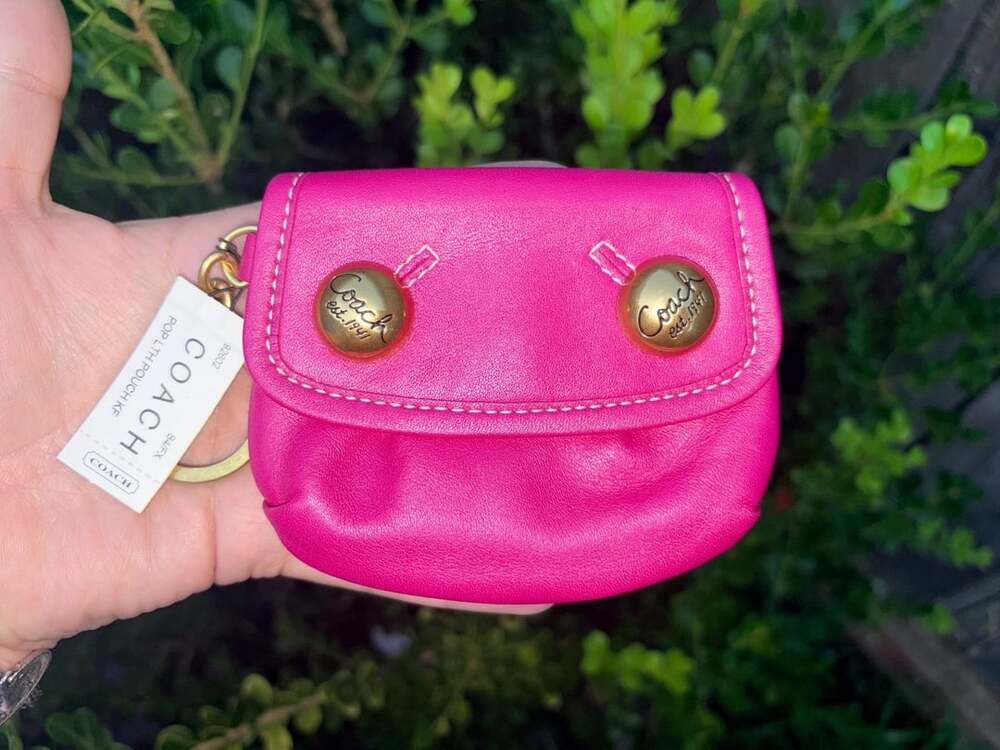 Coach Pop Leather Pouch KF Key Fob Pink Magenta